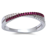 <span>CLOSEOUT!</span>Ruby Cubic Zirconia Infinity .925 Sterling Silver Ring