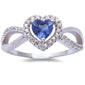 Tanzanite & Cz Heart .925 Sterling Silver Ring Sizes 5-9