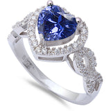 Heart Shaped Tanzanite & Cz .925 Sterling Silver Ring