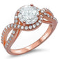 1.50ct Rose Gold Plated Halo Solitaire .925 Sterling Silver Ring Sizes 4-10