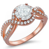 1.50ct Rose Gold Plated Halo Solitaire .925 Sterling Silver Ring