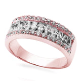 Rose Gold Plated Round & Marquise Cz .925 Sterling Silver Ring Sizes 5-10