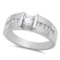 Men's Princess Wedding Band .925 Sterling Silver Ring Size 8-12