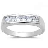 2.0Ct Men's Princess & Baguette Wedding Band .925 Sterling Silver Ring Size 9-13