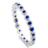 Blue Sapphire Eternity Band .925 Sterling Silver Ring Sizes 3-10