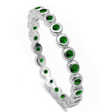Green Emerald Eternity .925 Sterling Silver Band Ring Sizes 4-10