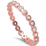 Rose Gold Plated Cz Eternity Band .925 Sterling Silver Ring Sizes 4-9