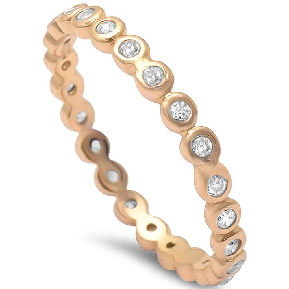Yellow Gold Plated Cz Eternity Band .925 Sterling Silver Ring Sizes 5-9