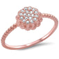 Rose Gold Plated Micro Pave Cz .925 Sterling Silver Ring Sizes 4-9
