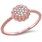 Rose Gold Plated Micro Pave Cz .925 Sterling Silver Ring