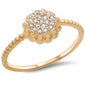 Yellow Gold Plated Micro Pave Cz .925 Sterling Silver Ring Sizes 4-9