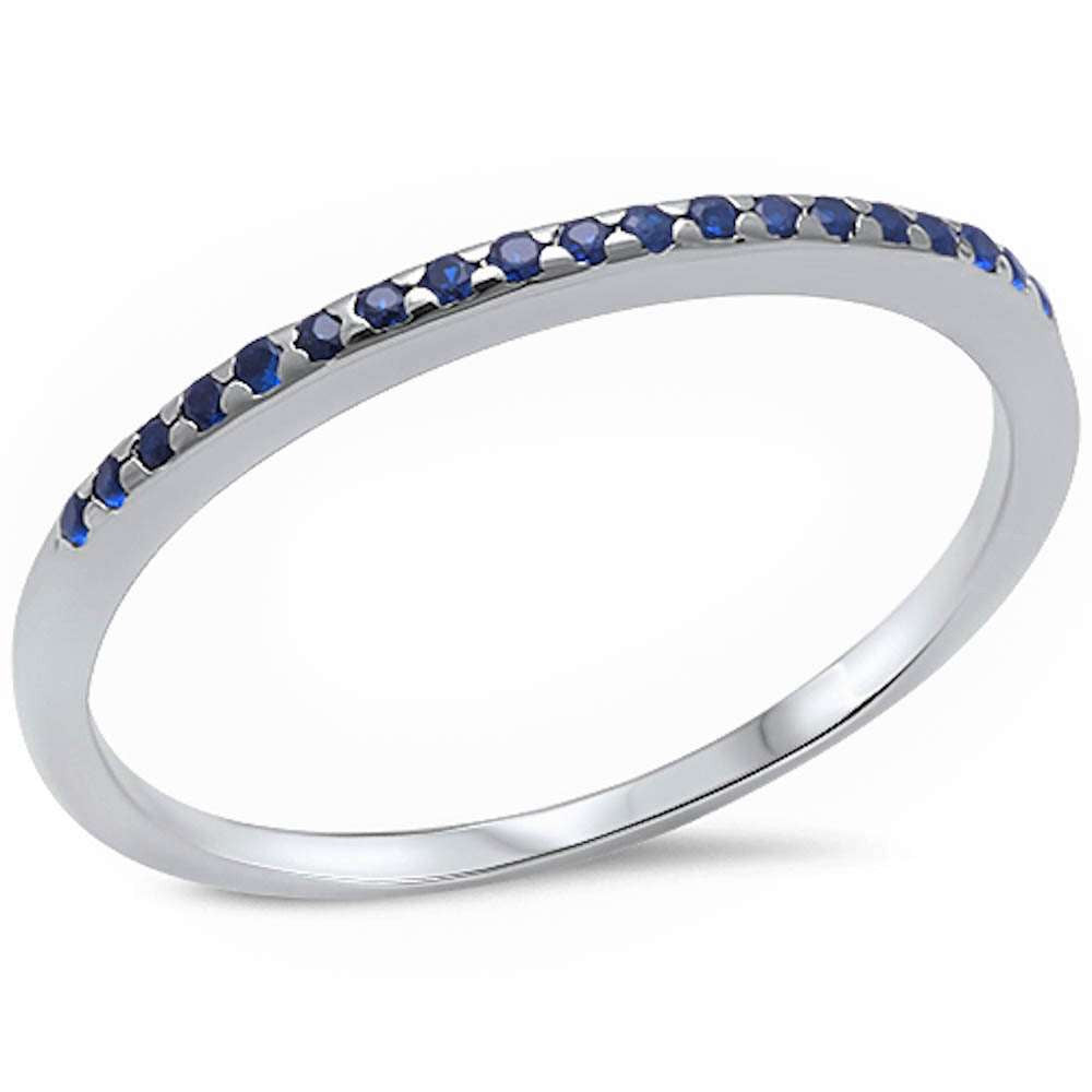 Blue Sapphire.925 Sterling Silver Band Ring