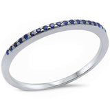 Blue Sapphire.925 Sterling Silver Band Ring