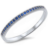 Blue Sapphire Eternity Style Band .925 Sterling Silver Ring
