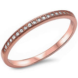 Rose Gold Plated Micro Pave Cz Band .925 Sterling Silver Ring