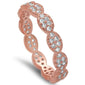 Rose Gold Plated Micro Pave Cz Band .925 Sterling Silver Ring Sizes 5-9