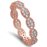 Rose Gold Plated Micro Pave Cz Band .925 Sterling Silver Ring