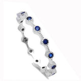 Blue Sapphire Eternity Style Band .925 Sterling Silver Ring
