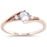Rose Gold Plated CZ Solitaire .925 Sterling Silver Ring