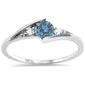 <span>CLOSEOUT! </span>New Round Aquamarine Solitaire Fashion .925 Sterling Silver Ring