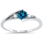 <span>CLOSEOUT! </span>Round Blue Cubic Zirconia Solitaire Fashion .925 Sterling Silver Ring Sizes 3-5, 7-8, 10