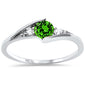 <span>CLOSEOUT! </span>New Round Emerald Solitaire Fashion .925 Sterling Silver Ring Sizes 3-4 , 8-10