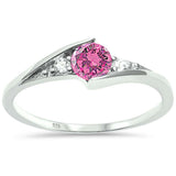 New Round Pink Topaz Solitaire Fashion .925 Sterling Silver Ring