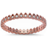 <span>CLOSEOUT!</span>  New Rose Gold Plated Cz Band .925 Sterling Silver Ring