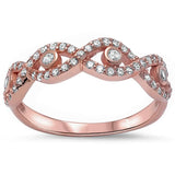 Rose Gold Plated Cz Evil Eye .925 Sterling Silver Ring