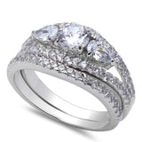 2CT Solitaire 3 Piece Set .925 Sterling Silver Ring Sizes 5-10