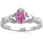 Pink Topaz Heart Claddagh Ring .925 Sterling Silver Sizes 4-12