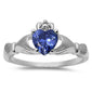 Tanzanite Heart Claddagh Ring .925 Sterling Silver Sizes 3-12