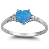 Anillo de plata de ley .925 con corazón de ópalo azul y circonita