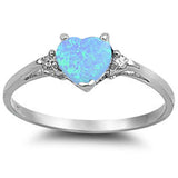 Light Blue Opal Heart & Cz  .925 Sterling Silver Ring