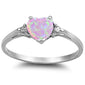 Pink Opal Heart & Cz .925 Sterling Silver Ring Sizes 3-11