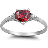 Ruby Heart & Cz .925 Sterling Silver Ring
