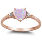 Rose Gold Pink Opal Heart & Cz .925 Sterling Silver Ring sizes 3-12