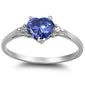 Tanzanite Heart & Cz .925 Sterling Silver Ring Sizes 4-11