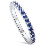 Blue sapphire Eternity Band .925 Sterling Silver Ring Sizes 5-9