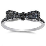 <span>CLOSEOUT!</span>Black Cz Bow Tie .925 Sterling Silver Ring