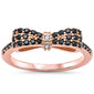 Rose Gold Plated Black & White Cz Bow Tie .925 Sterling Silver Ring Sizes 3-12