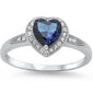 Halo Style Heart Cut Blue Sapphire Promise Ring .925 Sterling Silver Size 5-9