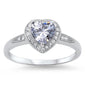 Halo Style Cz Heart .925 Sterling Silver Promise Ring Sizes 5-9