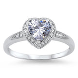 Halo Style Cz Heart .925 Sterling Silver Promise Ring