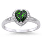 Halo Style Heart Cut Emerald Promise Solitaire Ring .925 Sterling Silver Size 5-9