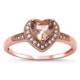 Heart Morganite & Cz Promise Engagement .925 Sterling Silver Ring