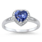 Halo Style Heart Cut Tanzanite Promise Solitaire Ring .925 Sterling Silver Size 5-9