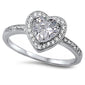 Clear CZ Heart .925 Sterling Silver Ring Sizes 4-10