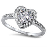 Clear Cz Heart .925 Sterling Silver Ring