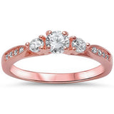 Rose Gold Plated Cz Promise Fashion .925 Sterling Silver Ring